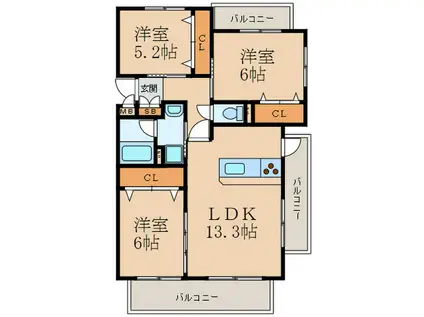 クレールコパンII(3LDK/2階)の間取り写真