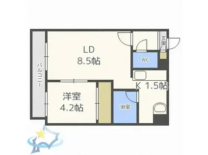 ハートレー7条館(1LDK/8階)の間取り写真