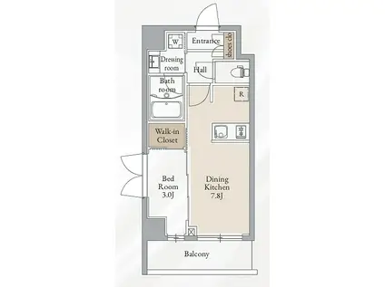 ジオエント横浜(1DK/3階)の間取り写真