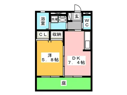 アヴニール(1DK/1階)の間取り写真