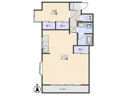 ビックハイツ(1LDK/3階)の間取り写真