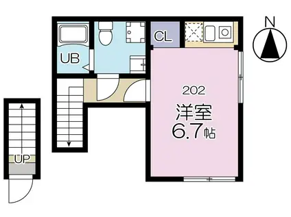 大山フラッグ(ワンルーム/2階)の間取り写真