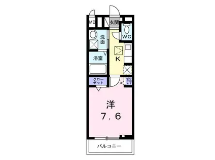 ヒカルサ明石硯町(1K/2階)の間取り写真