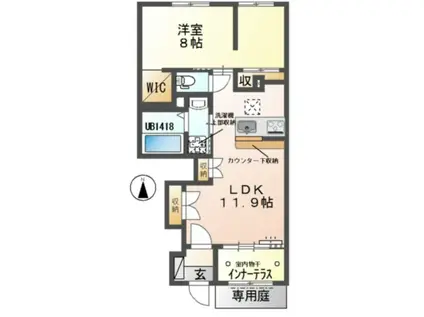 エーリオA(1LDK/1階)の間取り写真