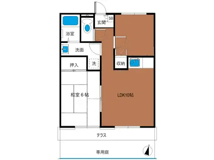 テラス一番館(2LDK/1階)の間取り写真