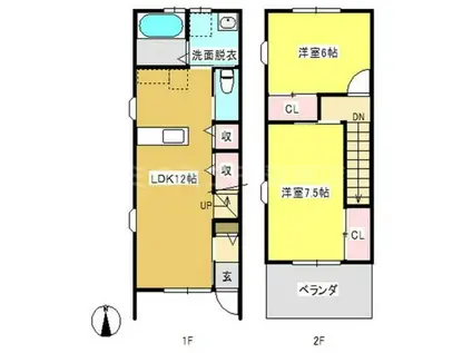 エスパシオ(2LDK/1階)の間取り写真