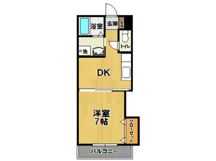 プレジール春日(1DK/5階)の間取り写真