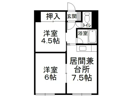 光陽ハイツ(2DK/1階)の間取り写真