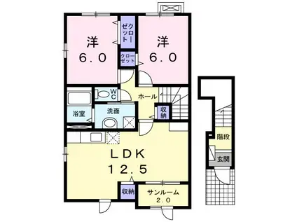 カーサ モンターニャ(2LDK/2階)の間取り写真