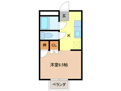 ハイツ一ノ瀬(1K/3階)の間取り写真