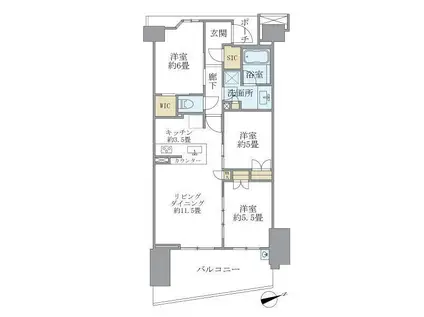 ブリリアシティ横浜磯子 J棟(3LDK/4階)の間取り写真