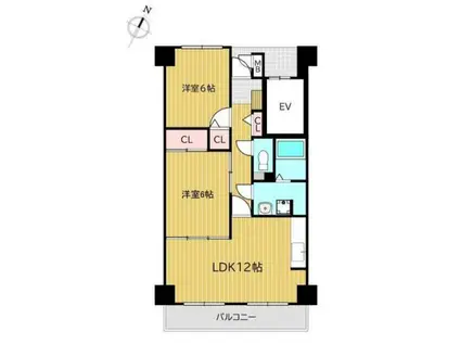 ガーデングラス桑野 607(2LDK/6階)の間取り写真