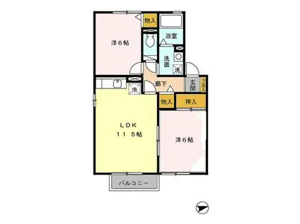 セジュール谷山中央(2LDK/2階)の間取り写真
