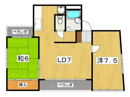 UEDAビル(2LDK/4階)の間取り写真