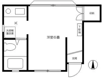 万葉荘(ワンルーム/1階)の間取り写真