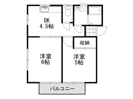 グリーンウッド連取(2DK/2階)の間取り写真