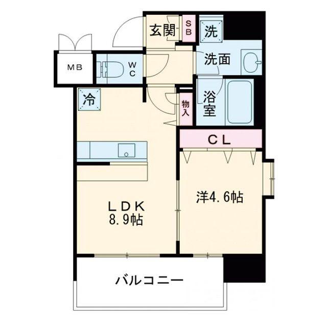ルフォンプログレ南森町(1LDK/9階)の間取り写真