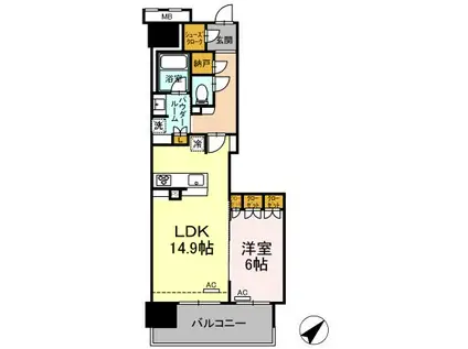 プレミスト鷹匠905905(1LDK/9階)の間取り写真