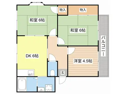サンハイツ中川(3DK/1階)の間取り写真