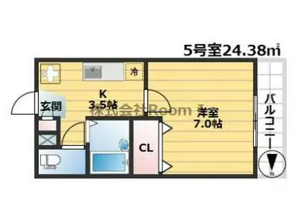 クリサンスレッド 旭化成ヘーベルメゾンHEBEL HAUS(1K/2階)の間取り写真