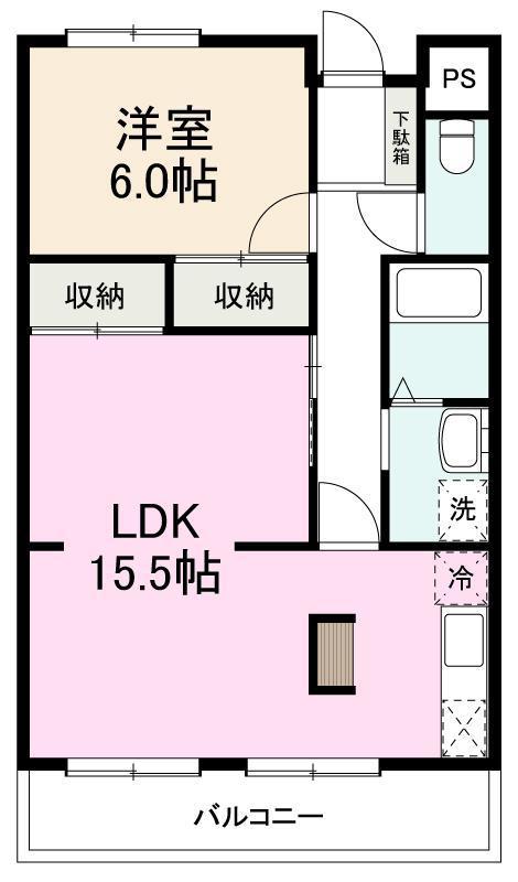 セントラルハイツ屋島(1LDK/4階)の間取り写真
