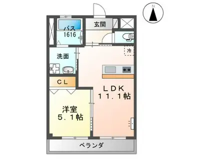 メゾン ラ・セーヌII(1LDK/1階)の間取り写真