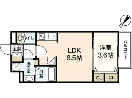 セブンプロート庚午(1LDK/3階)の間取り写真