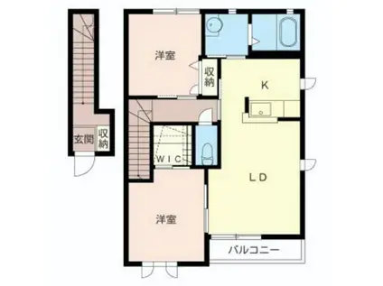 ヴィラ・ブランノアール(2LDK/2階)の間取り写真