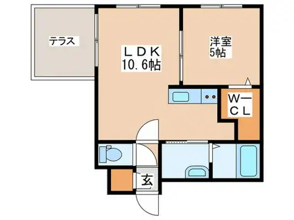カレラ八軒(1LDK/1階)の間取り写真