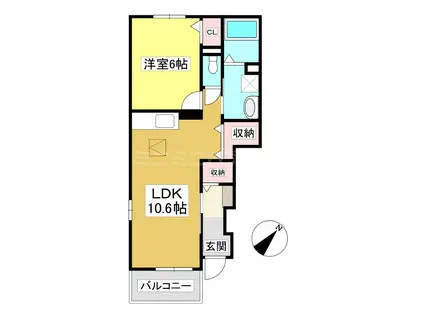 LALA・フィオーレ(1LDK/1階)の間取り写真