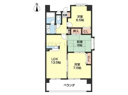 ルミエール小松原(3LDK/5階)の間取り写真