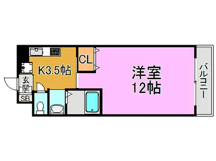 フロム東大阪(1K/2階)の間取り写真