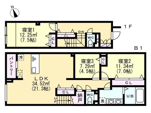 エフティヒア西品川(3LDK/B1階)の間取り写真