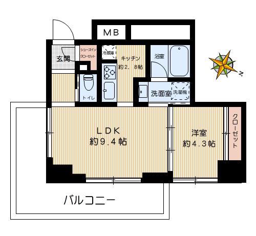 レーヴマニフィック本郷(1LDK/9階)の間取り写真