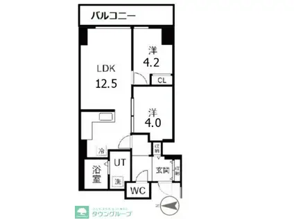 シティコート目黒4号棟 4(1LDK/3階)の間取り写真