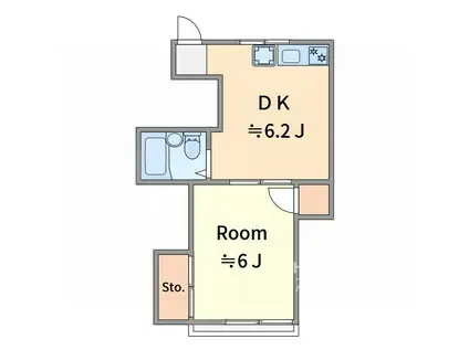 サンハウス並木(1DK/2階)の間取り写真
