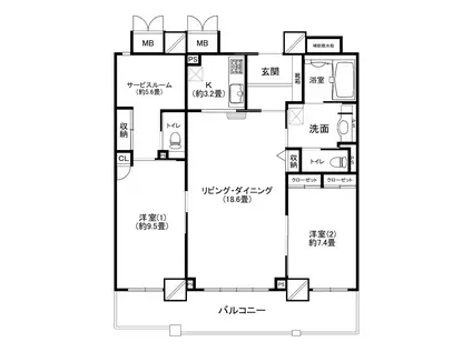 ザ・レジデンス芦屋スイート オーシャン・ヒルズ(2LDK/23階)の間取り写真