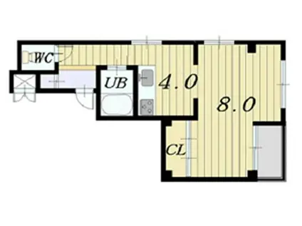 ヤマイチプラザ大新(1K/4階)の間取り写真