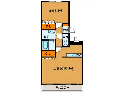 ピアレ・柏木(1LDK/2階)の間取り写真