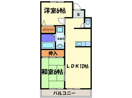 アイシェルブルク(2LDK/1階)の間取り写真