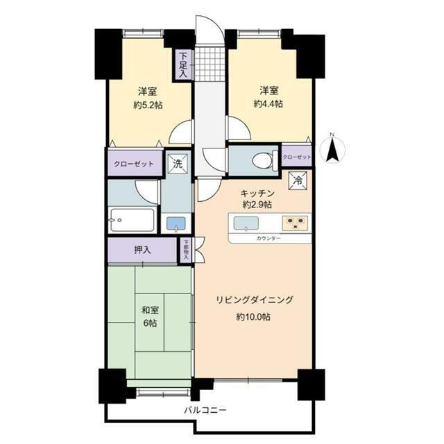 リーベスト本厚木(3LDK/9階)の間取り写真
