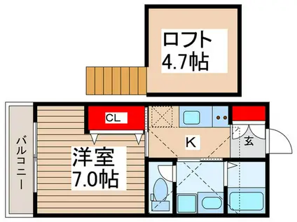 みずほ台コート(1K/2階)の間取り写真