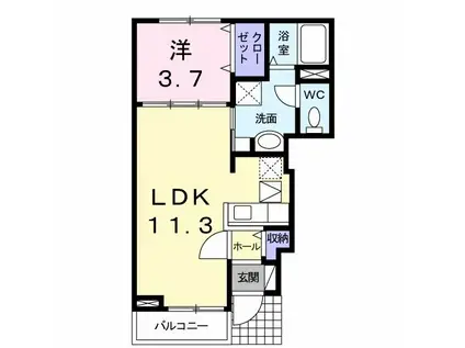 サンドリオン(1LDK/1階)の間取り写真