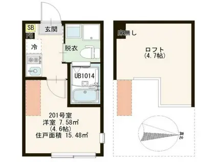 OKAPI 亀有(1K/2階)の間取り写真