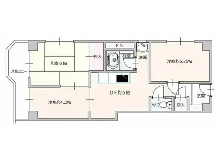 夙川サンハイツ(3DK/1階)の間取り写真