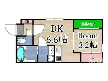 ハーモニーテラス大宮(1DK/3階)の間取り写真