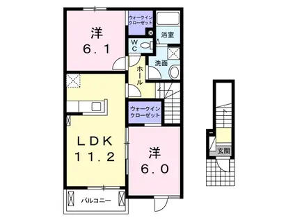 アヴニールIII(2LDK/2階)の間取り写真