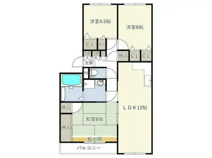 イノーブ松戸六高台(3LDK/1階)の間取り写真