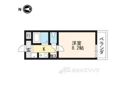 パラドール西院PART-3(1K/2階)の間取り写真