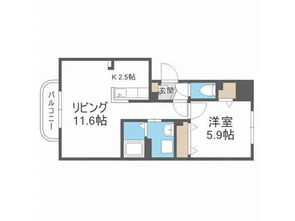 ファインディ西町(1LDK/2階)の間取り写真